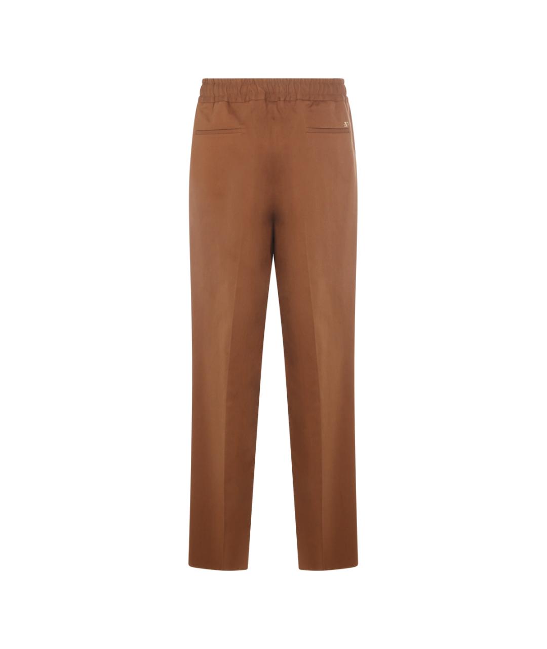 VALENTINO Коричневые хлопковые повседневные брюки, фото 2