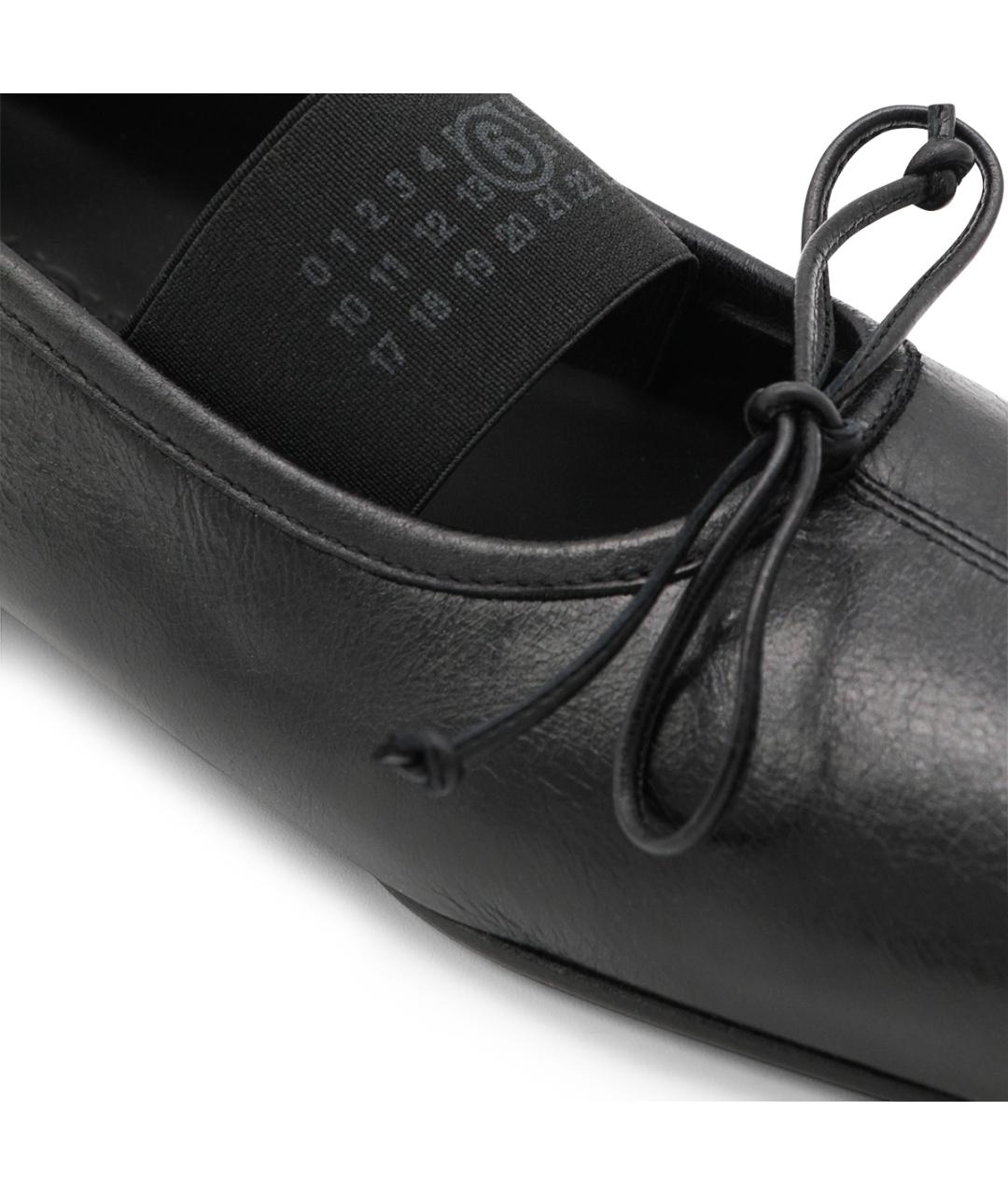 MM6 MAISON MARGIELA Черные кожаные лодочки на низком каблуке, фото 4