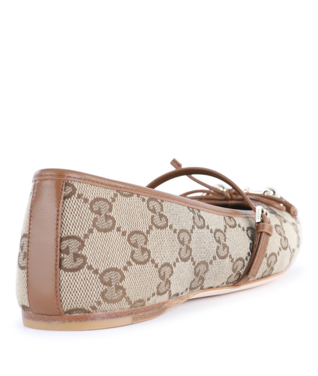 GUCCI Бежевые текстильные балетки, фото 3