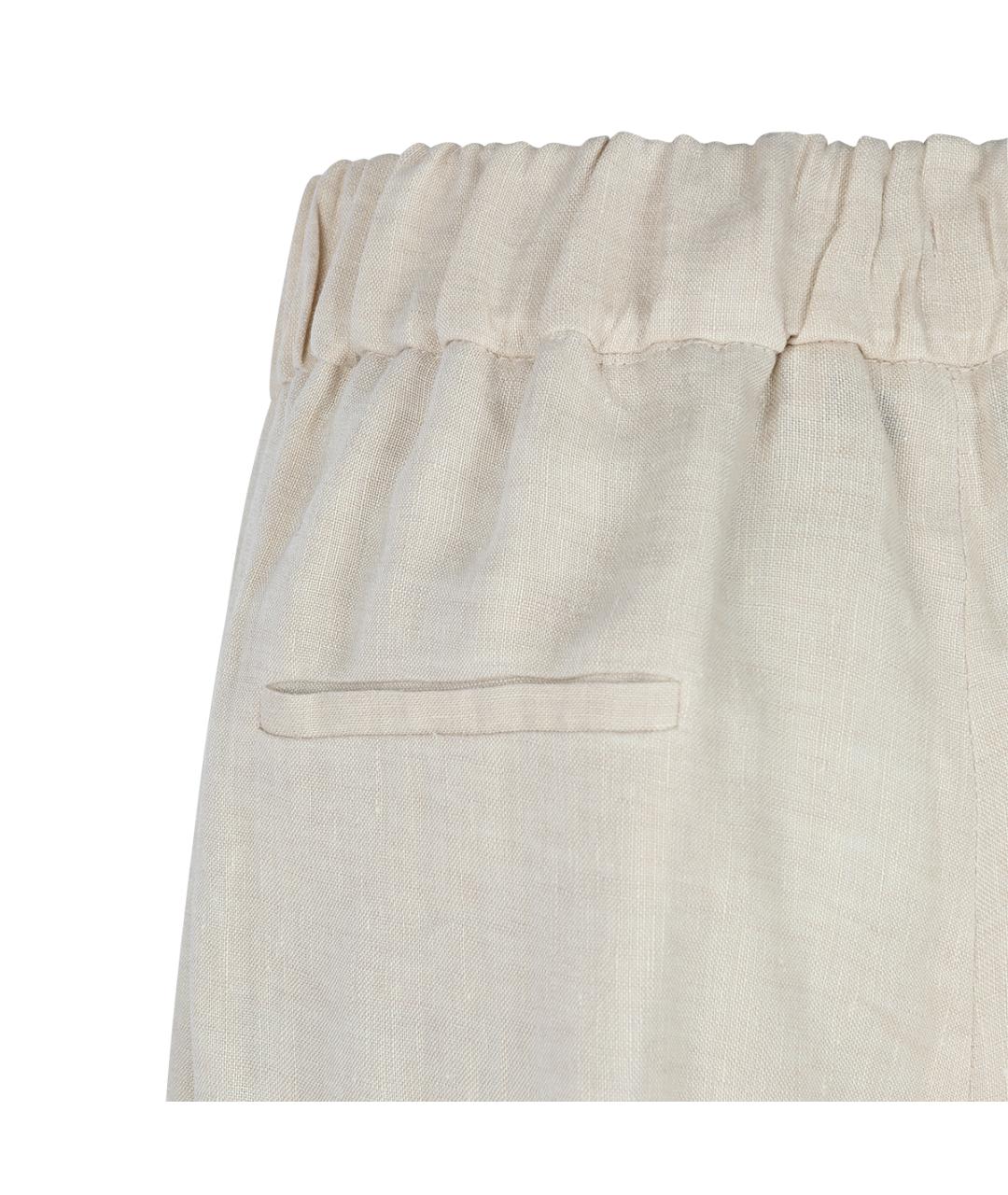 ANTONELLI FIRENZE Бежевые льняные прямые брюки, фото 3
