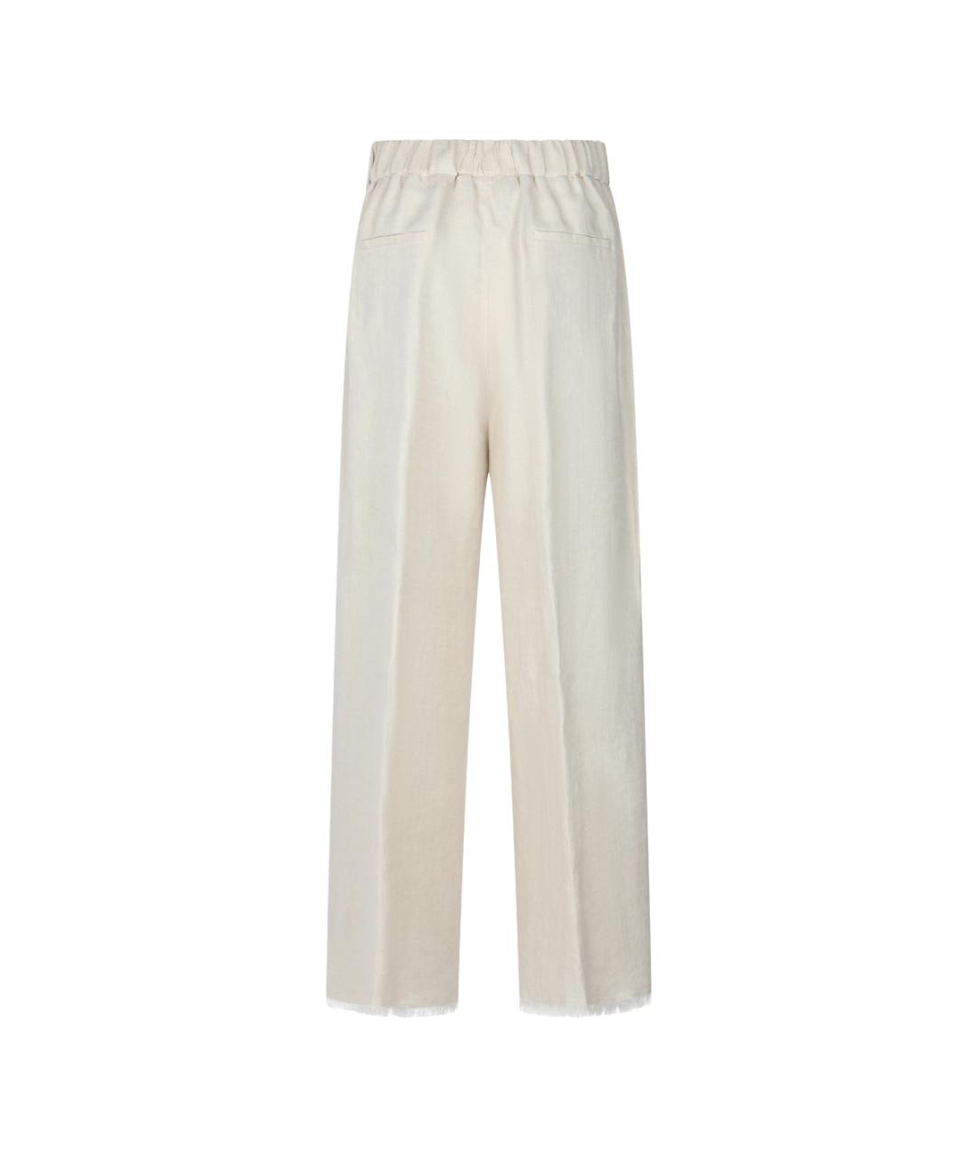 ANTONELLI FIRENZE Бежевые льняные прямые брюки, фото 2