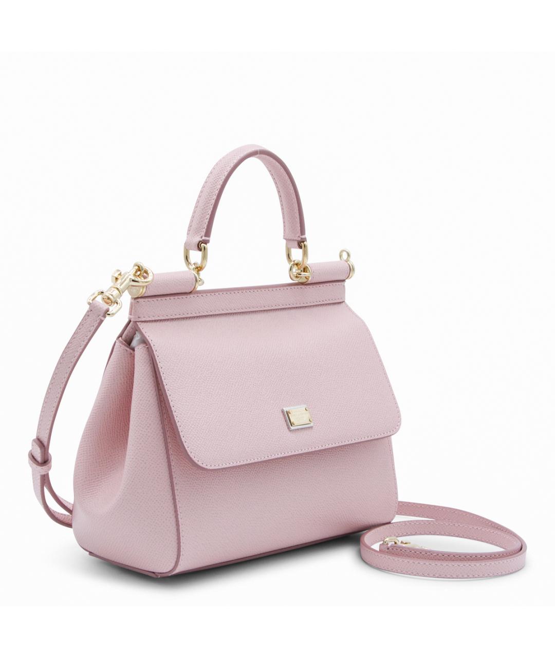 DOLCE&GABBANA Розовая кожаная сумка тоут, фото 3