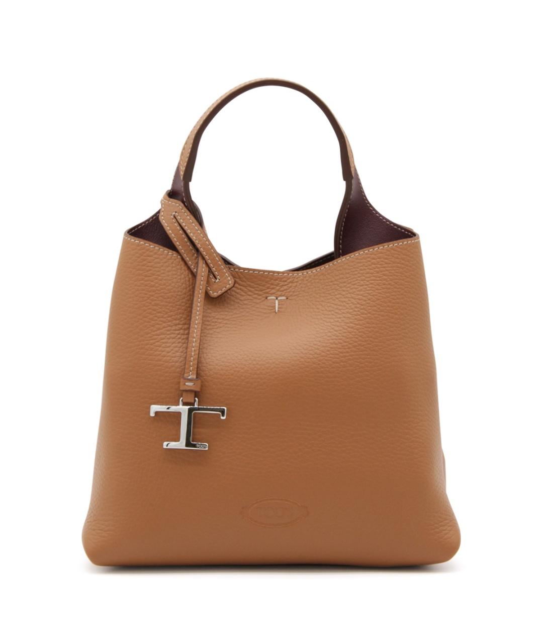 TOD'S Коричневая кожаная сумка тоут, фото 1