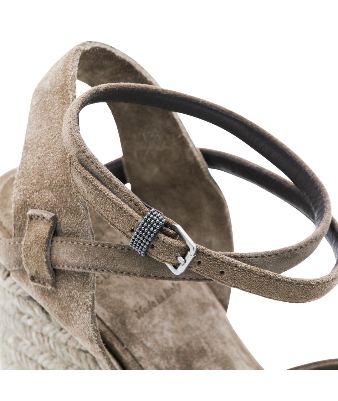 BRUNELLO CUCINELLI Бежевые замшевые эспадрильи, фото 4