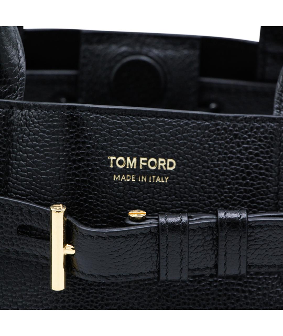 TOM FORD Черная кожаная сумка тоут, фото 4