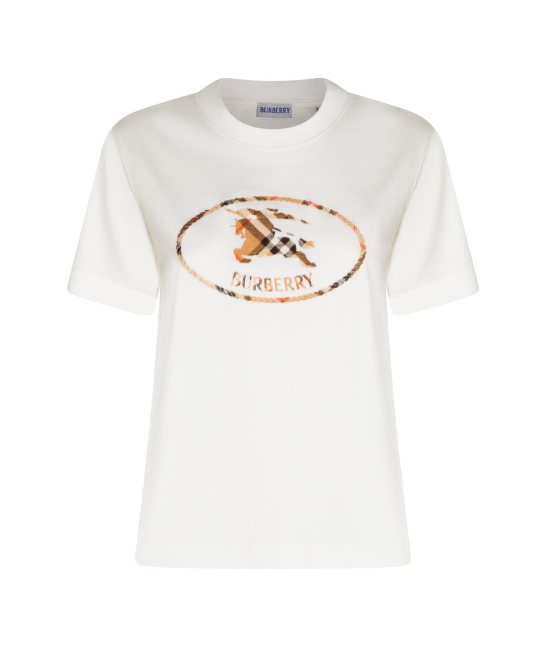 BURBERRY Белая хлопковая футболка, фото 1