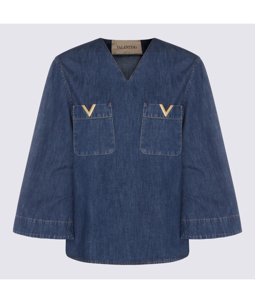 VALENTINO Синяя хлопковая футболка, фото 2