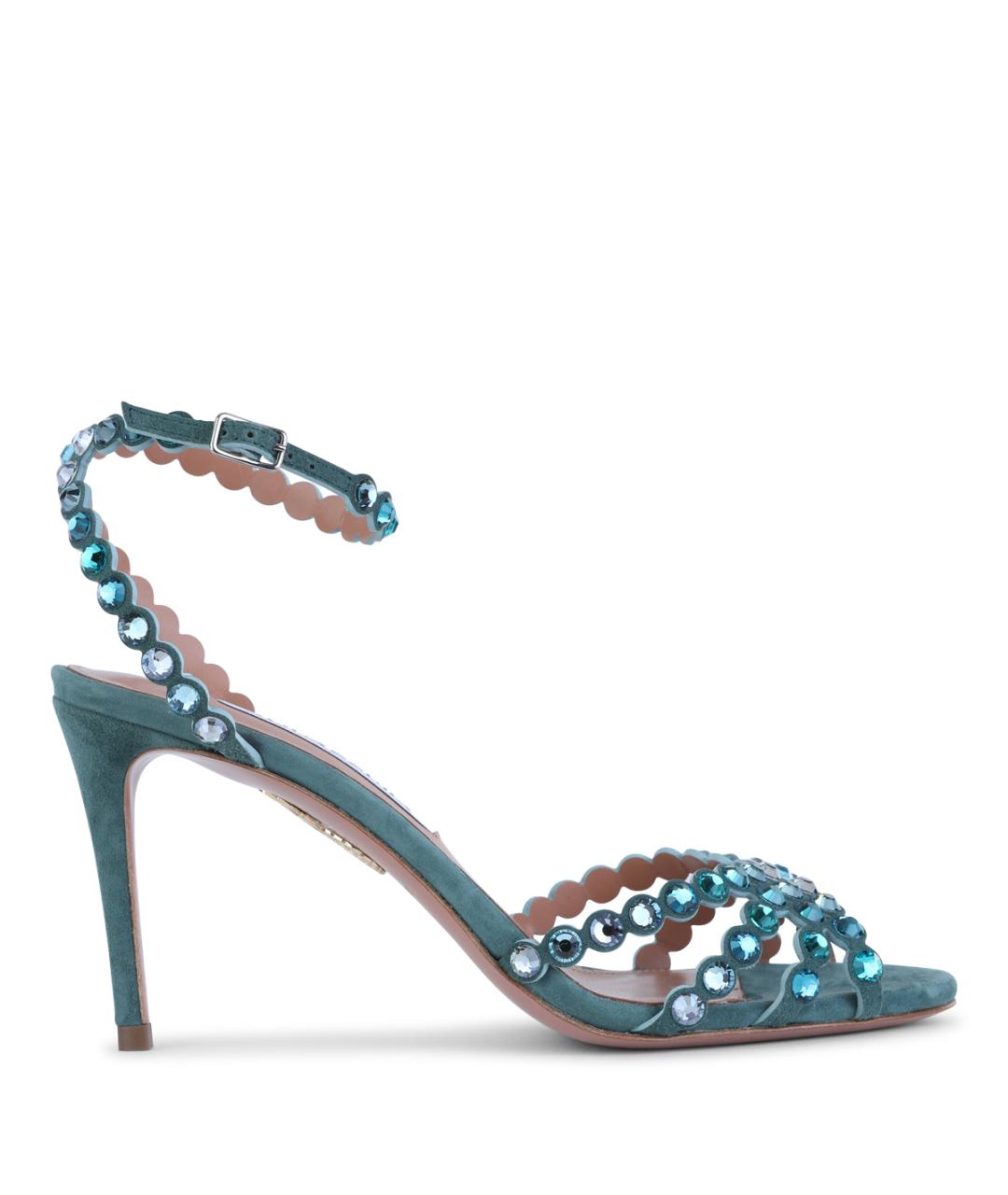 AQUAZZURA Бирюзовые кожаные босоножки, фото 1