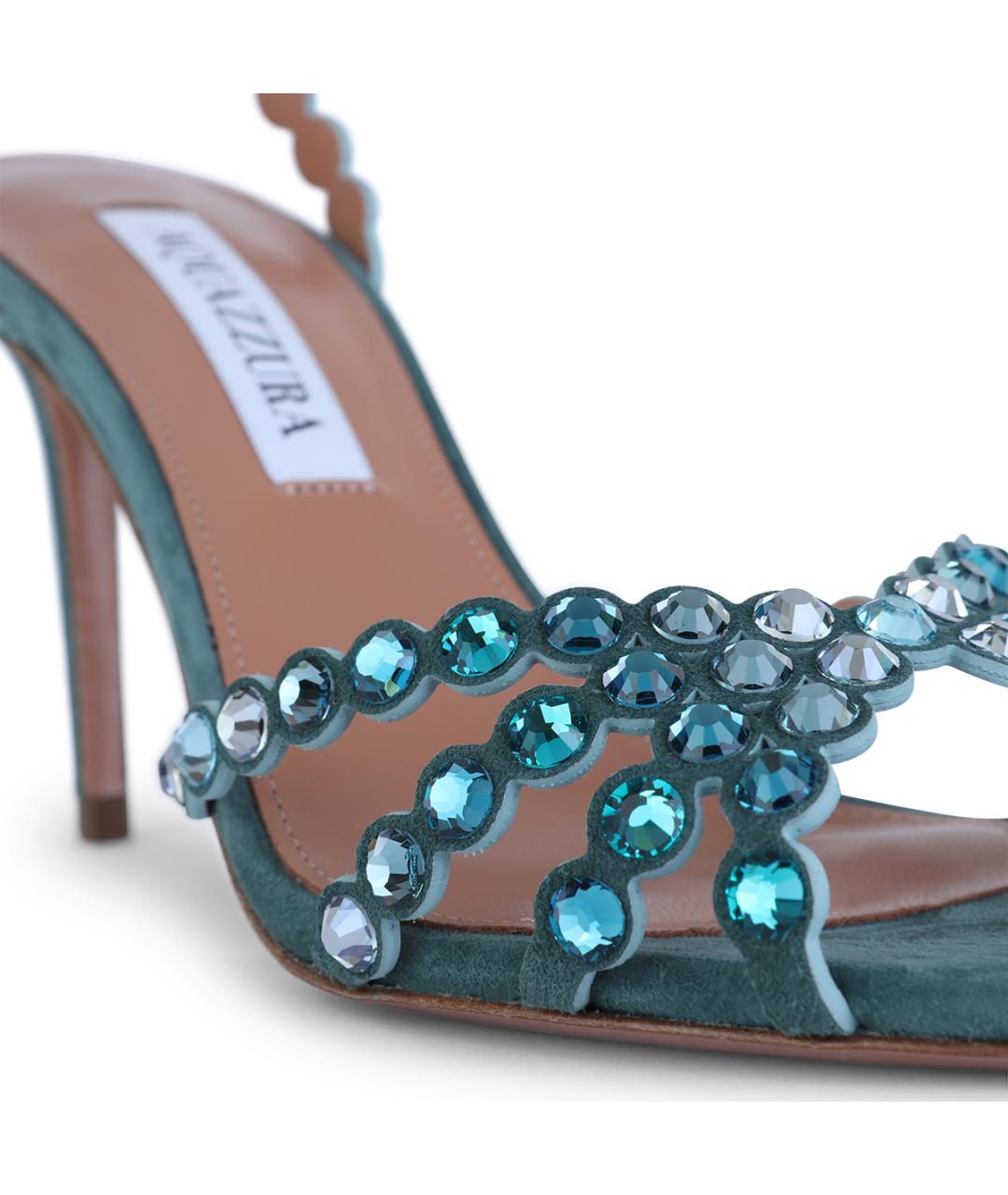 AQUAZZURA Бирюзовые кожаные босоножки, фото 4