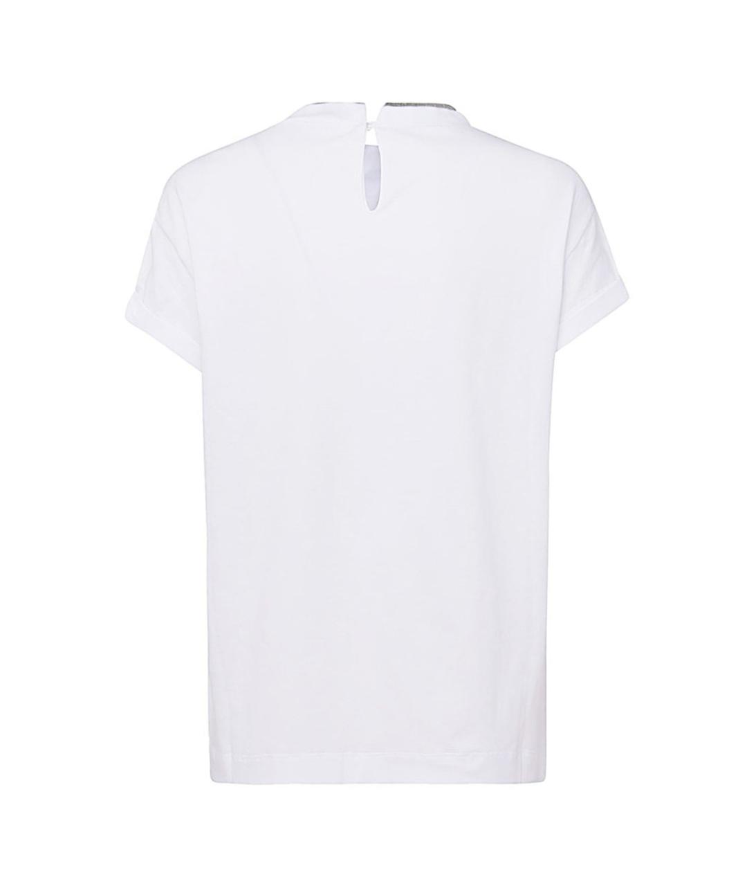 BRUNELLO CUCINELLI Белая хлопко-эластановая футболка, фото 2