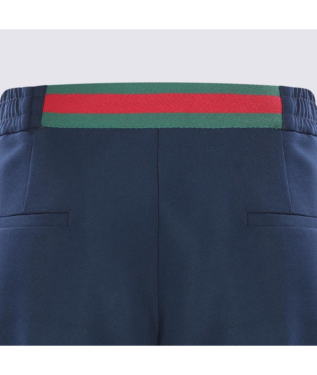 GUCCI Синие синтетические повседневные брюки, фото 5