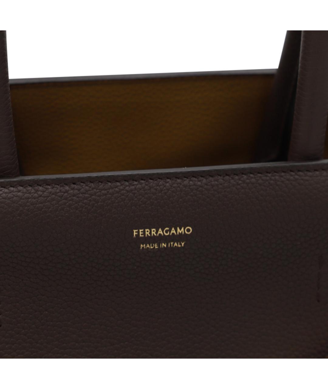 FERRAGAMO Коричневая кожаная сумка тоут, фото 4