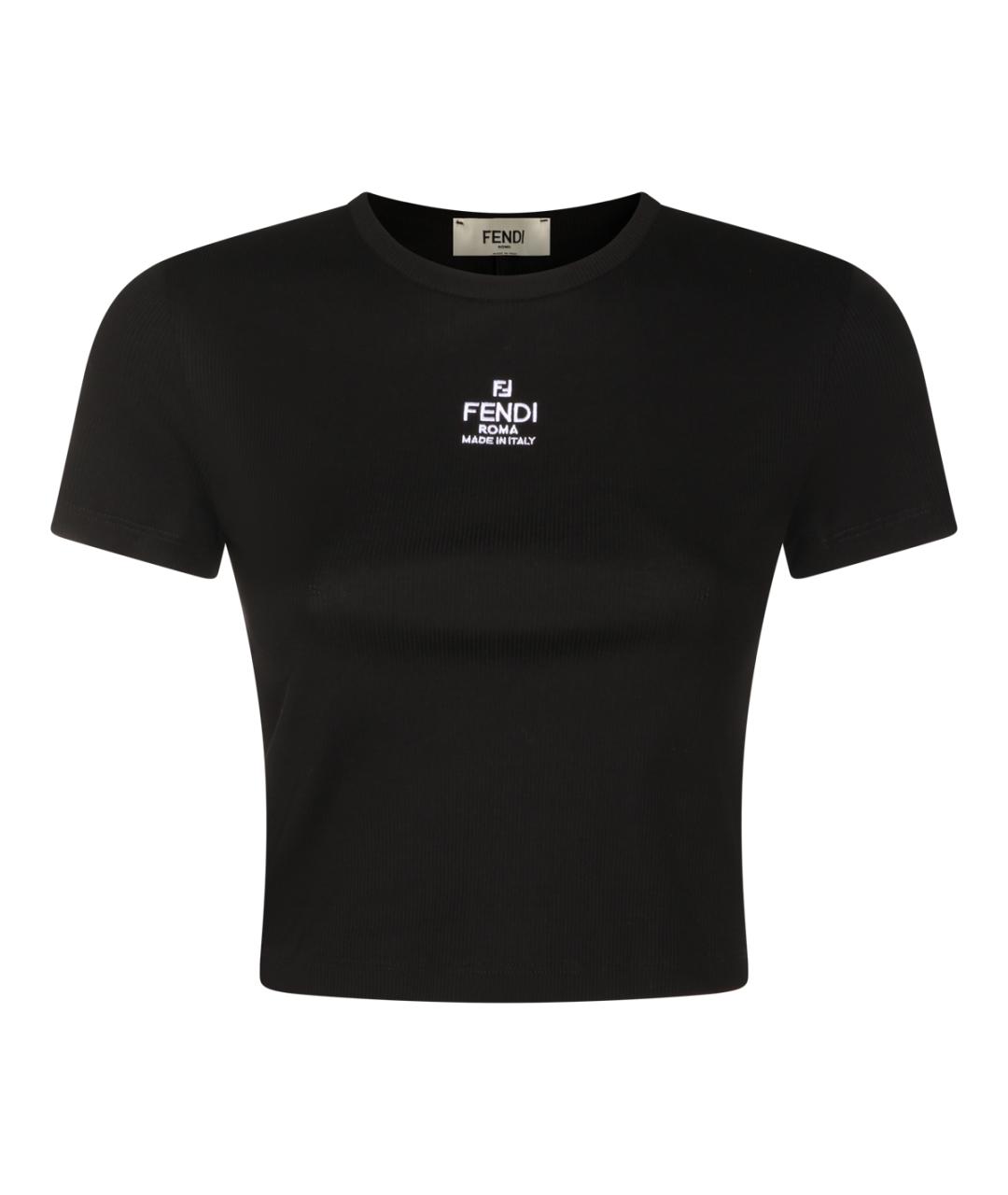 FENDI Черная хлопковая футболка, фото 1