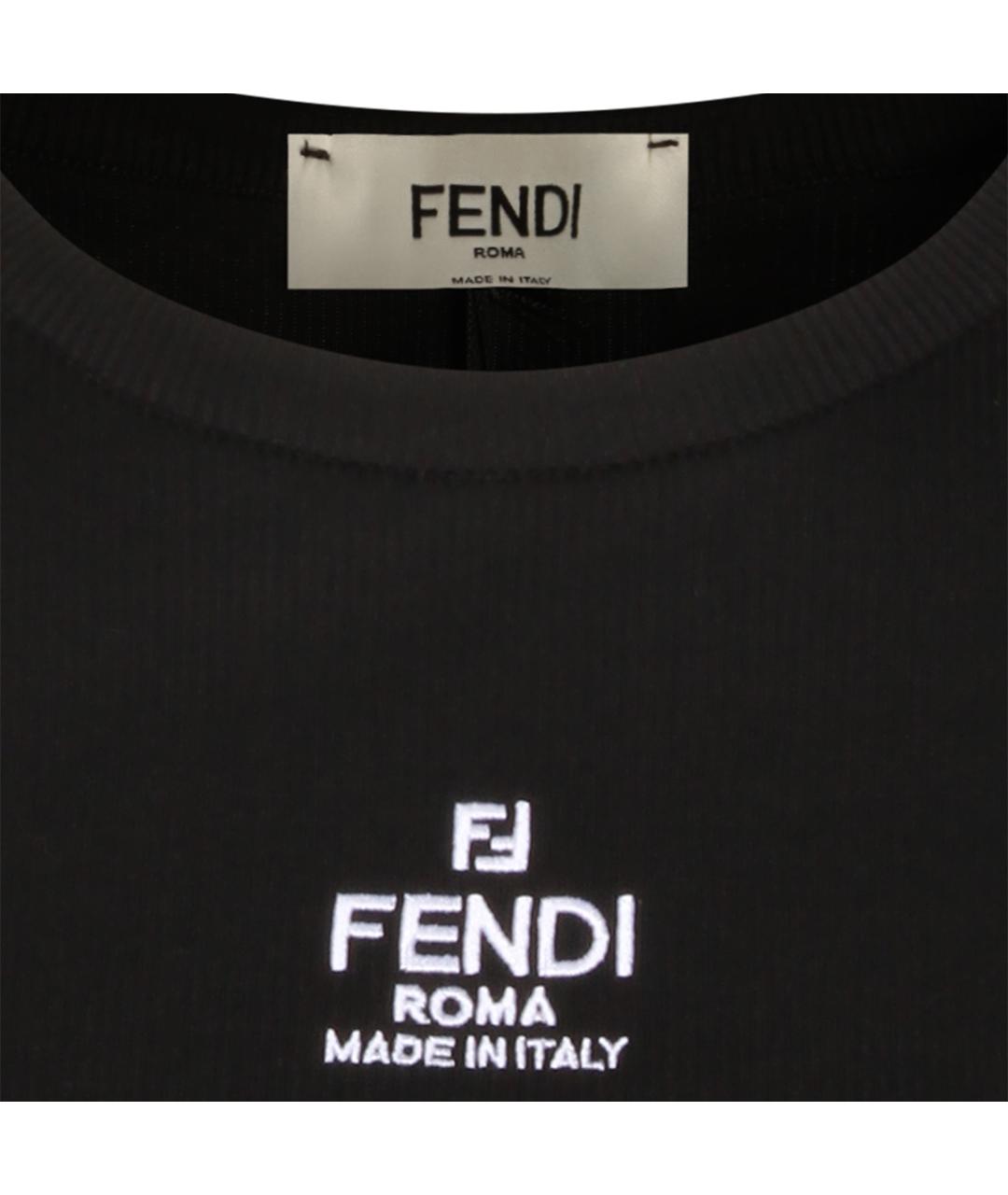 FENDI Черная хлопковая футболка, фото 3