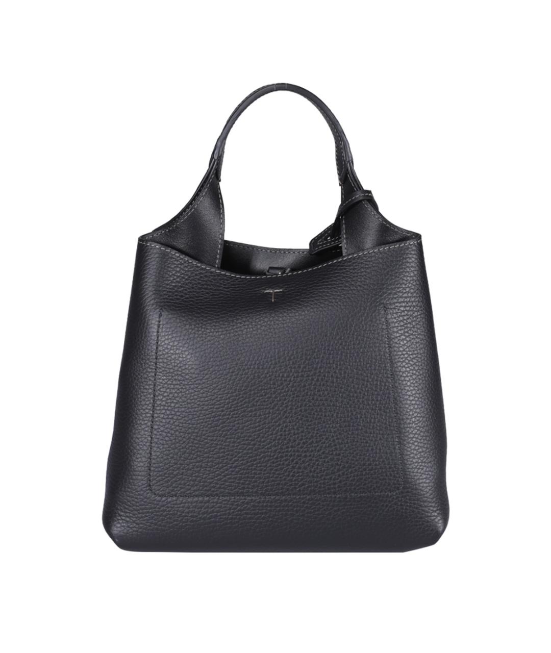 TOD'S Черная кожаная сумка тоут, фото 3