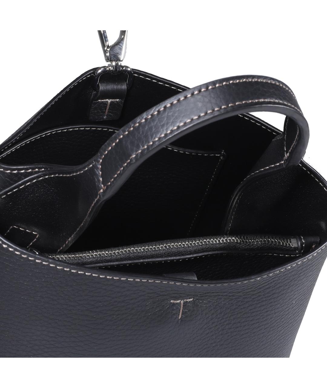 TOD'S Черная кожаная сумка тоут, фото 4