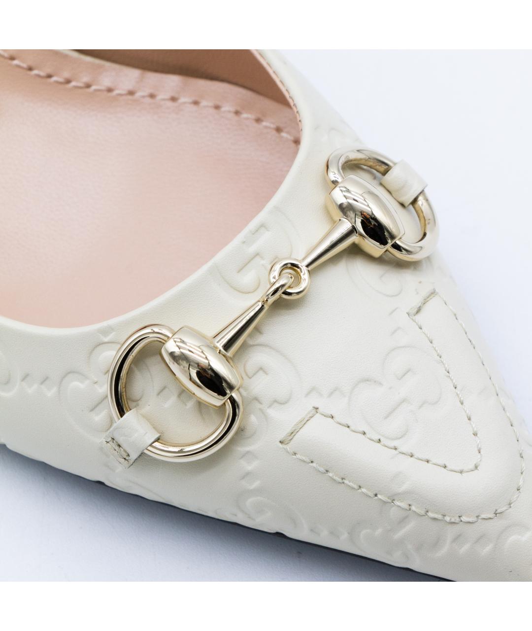 GUCCI Белые кожаные туфли, фото 5