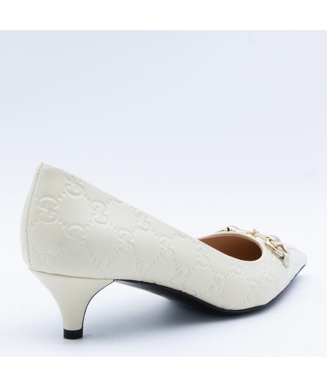 GUCCI Белые кожаные туфли, фото 4
