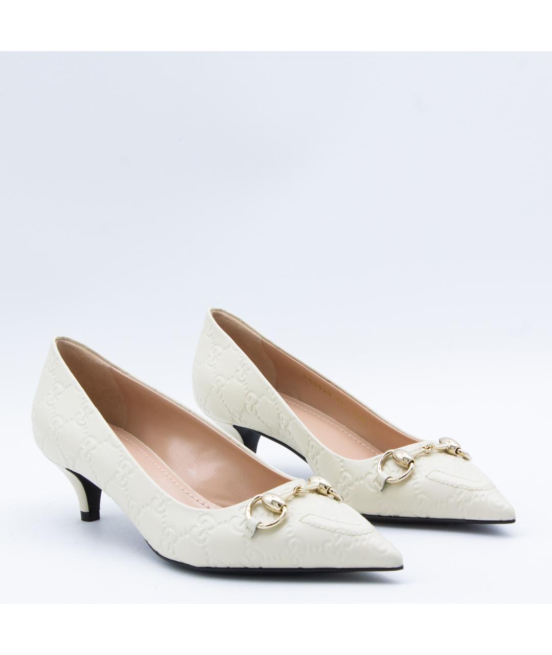 GUCCI Белые кожаные туфли, фото 3