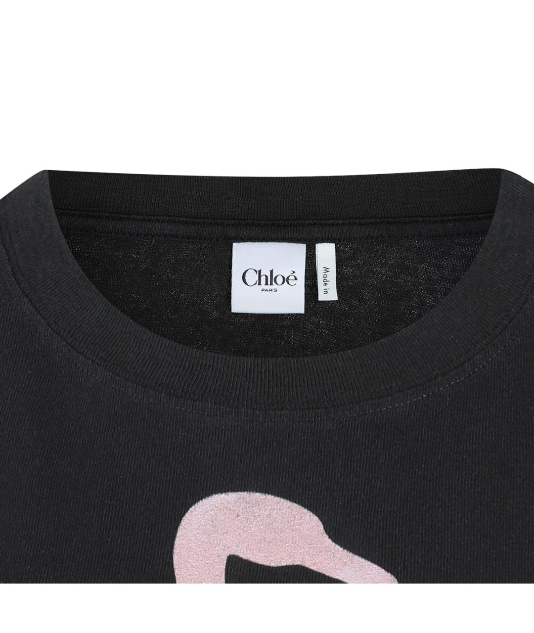 CHLOE Черная хлопковая футболка, фото 3