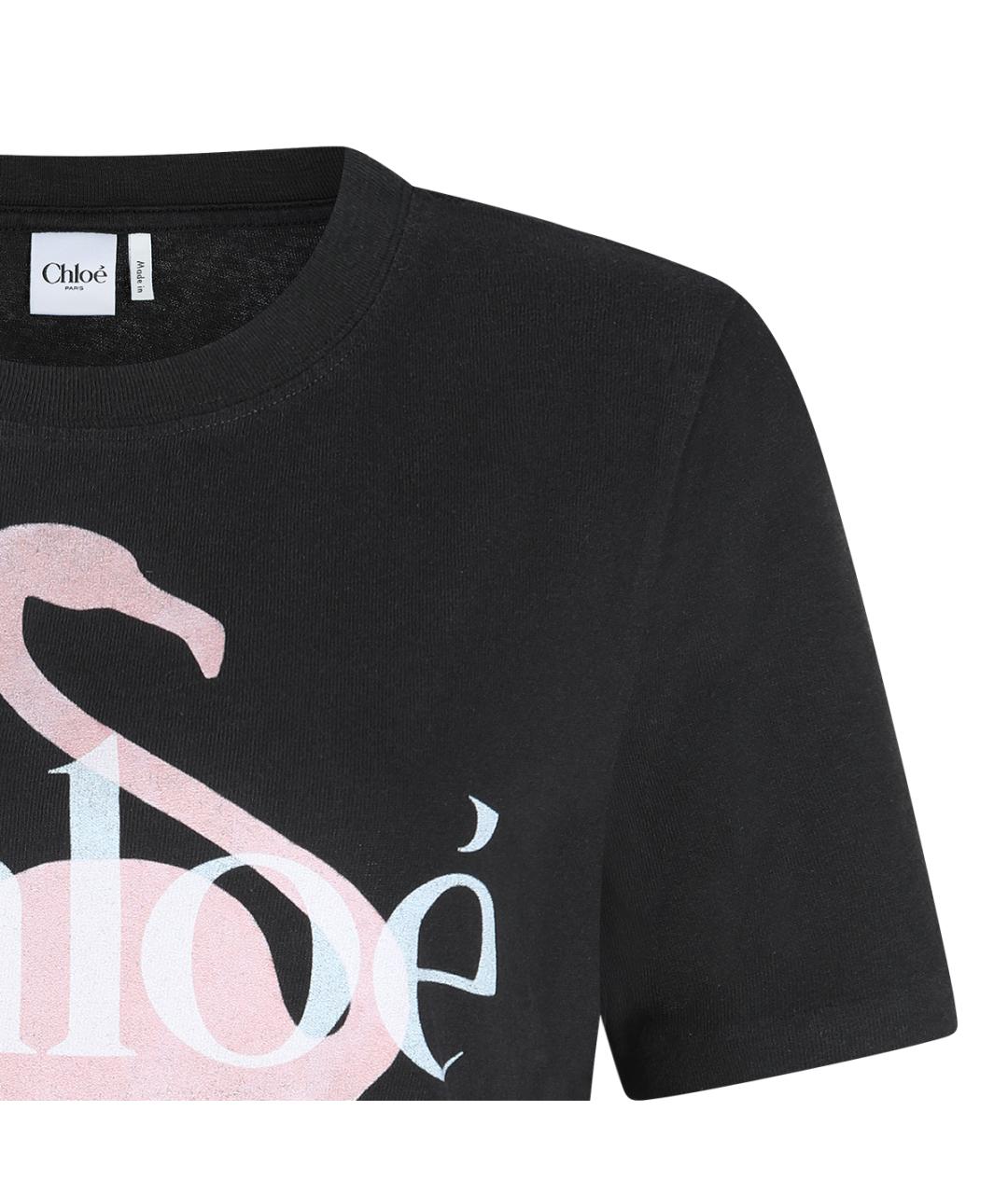 CHLOE Черная хлопковая футболка, фото 4