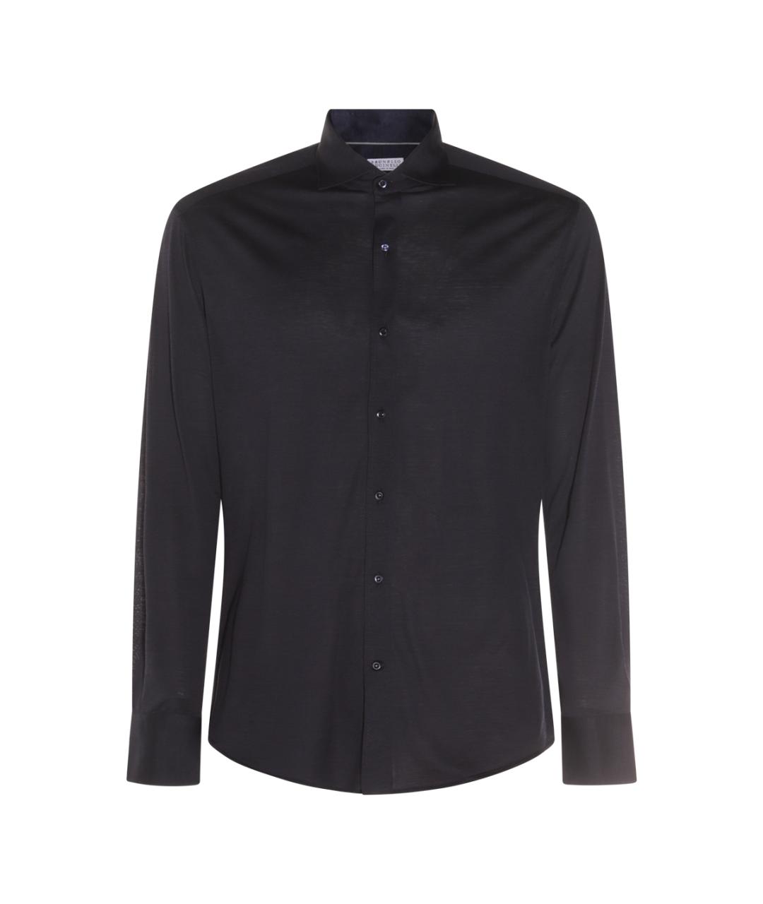 BRUNELLO CUCINELLI Черная хлопковая классическая рубашка, фото 1