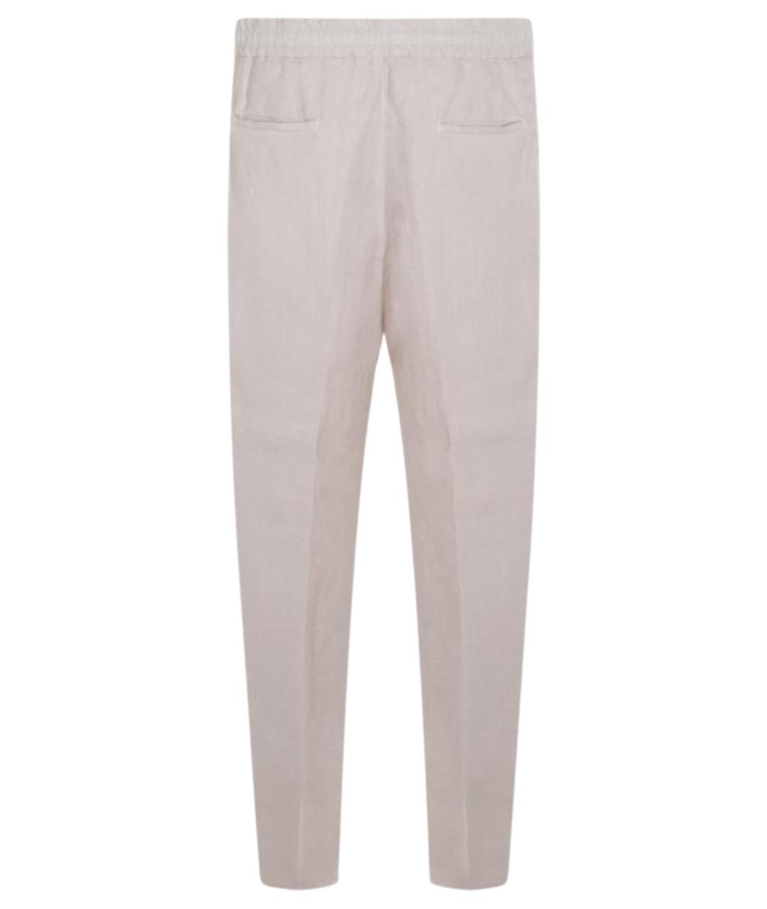 BRUNELLO CUCINELLI Бежевые льняные повседневные брюки, фото 2