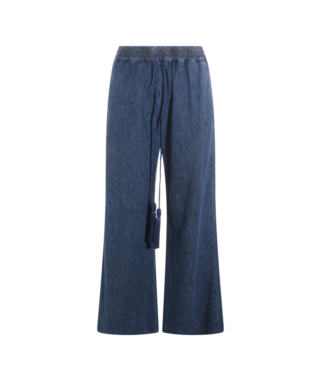 VALENTINO Синие хлопковые прямые брюки, фото 1