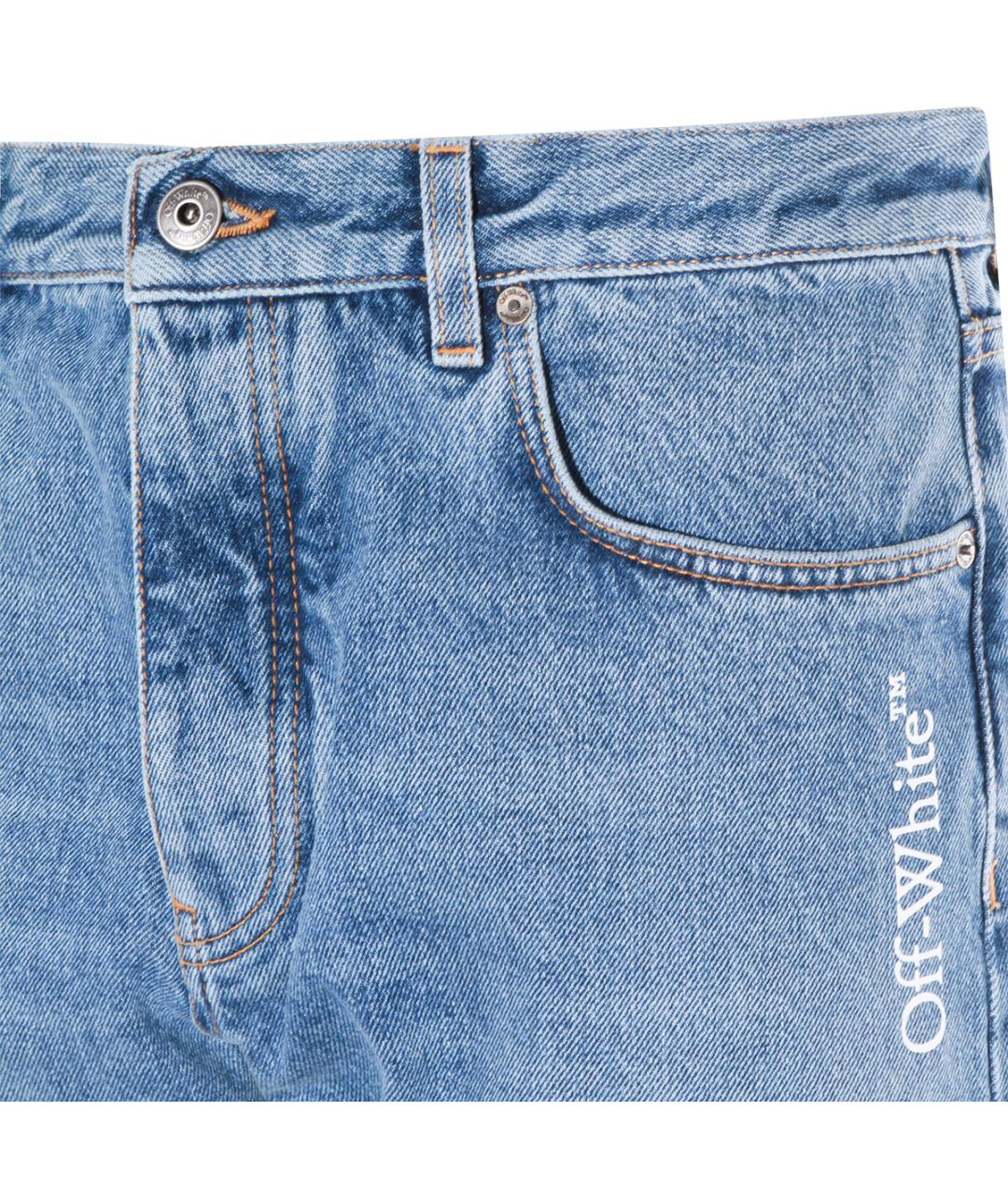 OFF-WHITE Синие хлопковые прямые джинсы, фото 3
