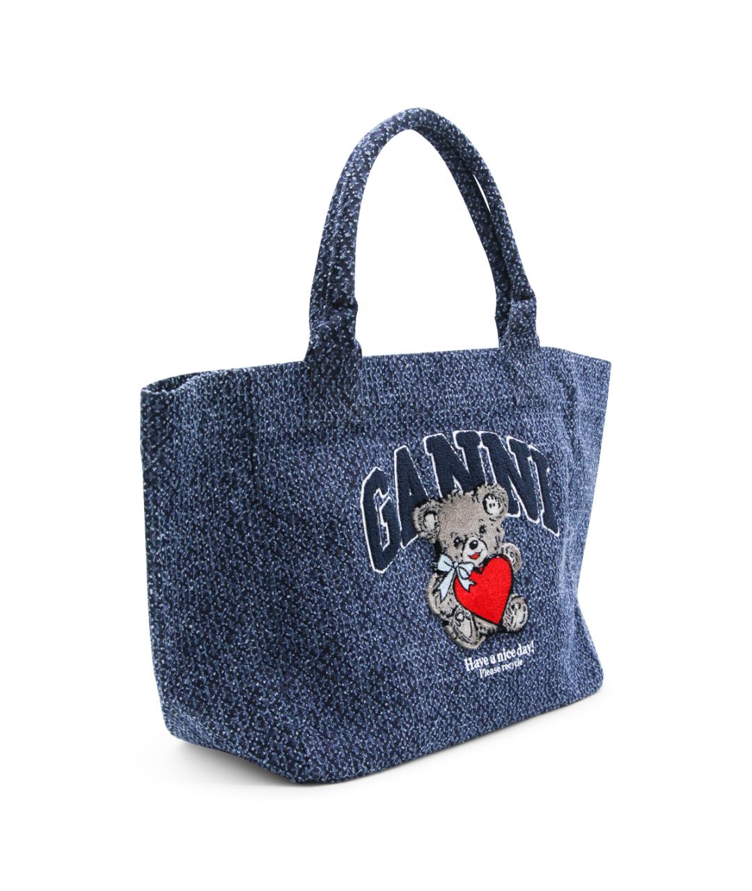 GANNI Синяя хлопковая сумка тоут, фото 2