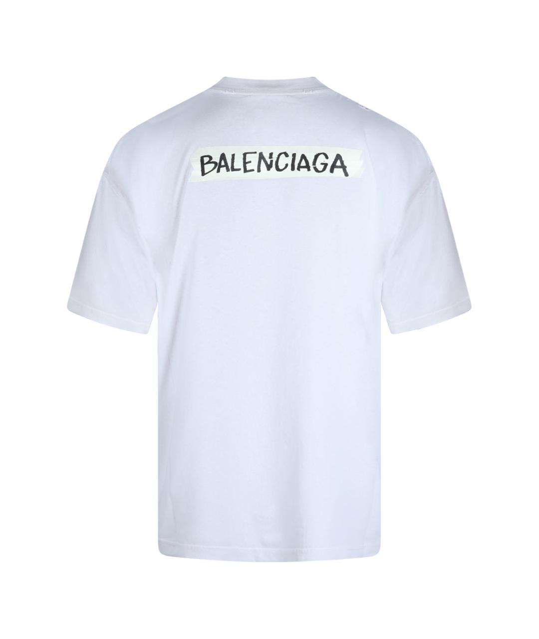 BALENCIAGA Белая хлопковая футболка, фото 2