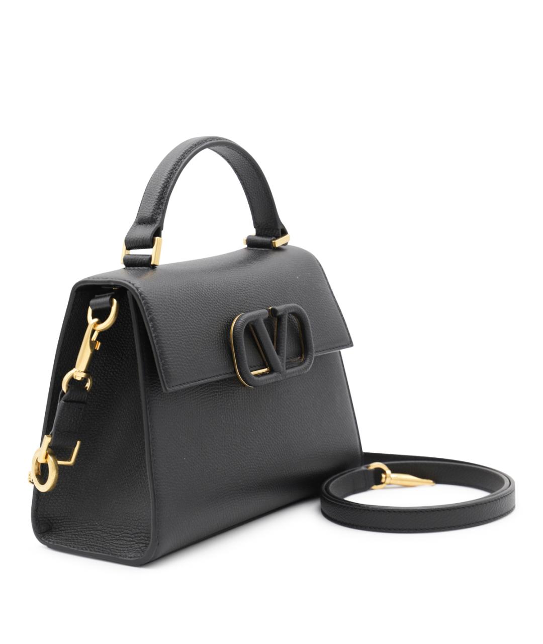 VALENTINO Черная кожаная сумка тоут, фото 3