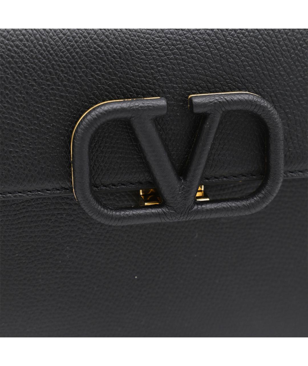 VALENTINO Черная кожаная сумка тоут, фото 6