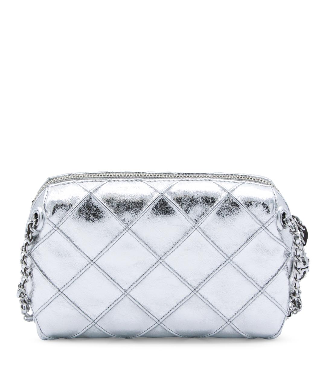 TORY BURCH Серебряная кожаная сумка с короткими ручками, фото 3