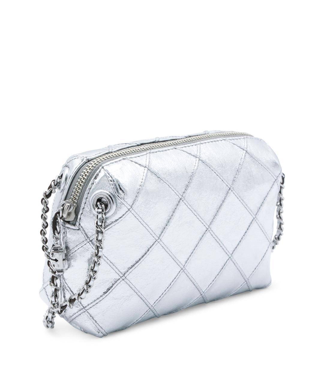 TORY BURCH Серебряная кожаная сумка с короткими ручками, фото 2