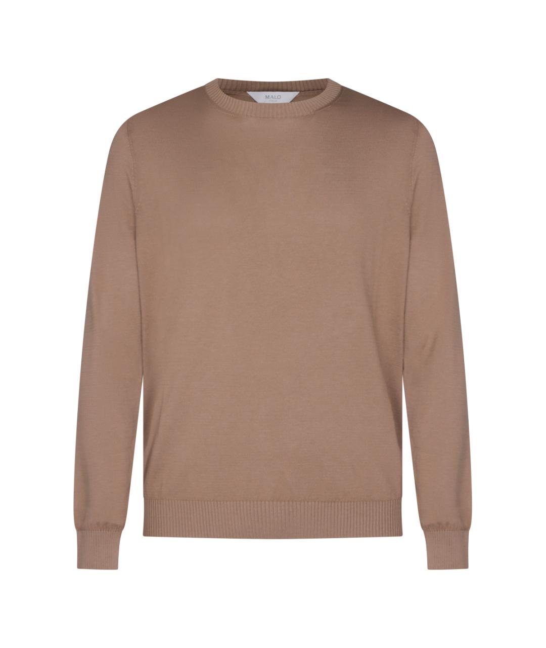 MALO Коричневый хлопковый джемпер / свитер, фото 1