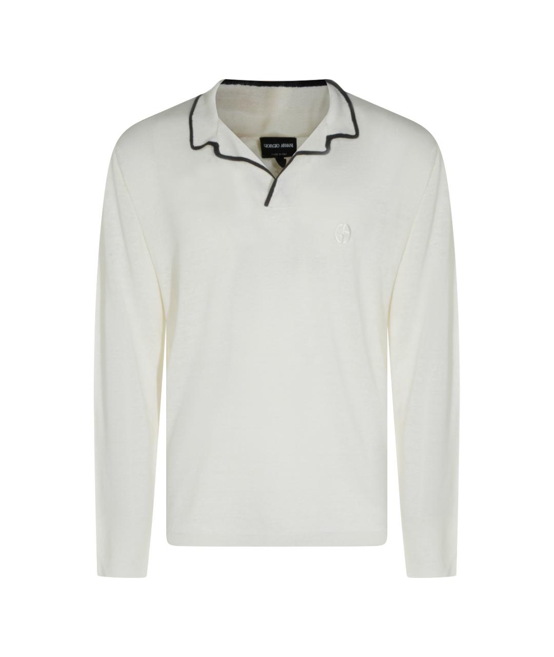 GIORGIO ARMANI Белое поло с длинным рукавом, фото 1