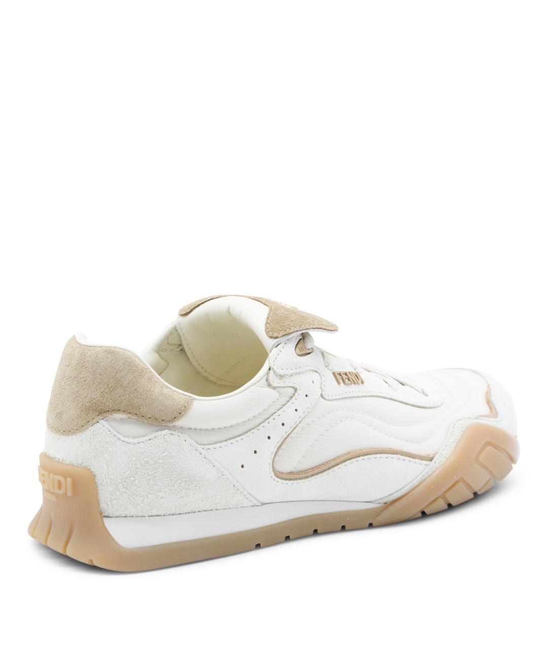 FENDI Бежевые кожаные кроссовки, фото 3