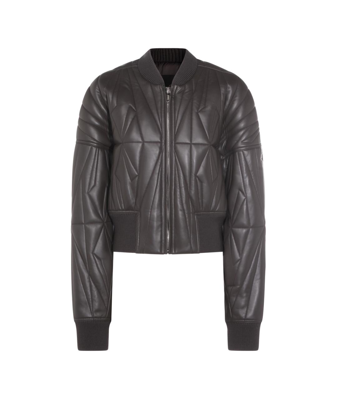 MONCLER Серая кожаная куртка, фото 1