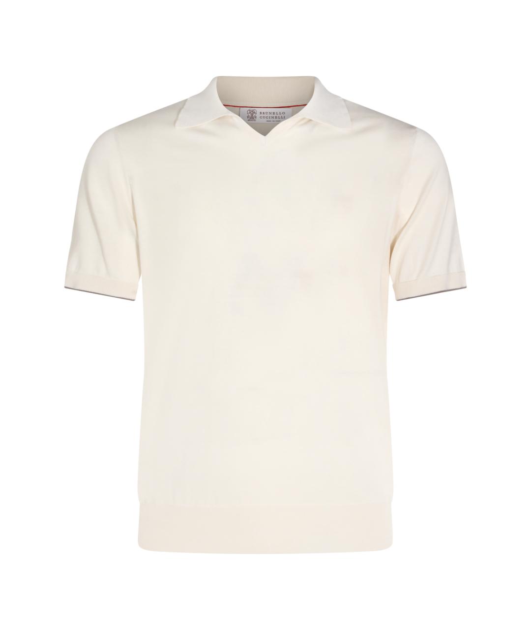 BRUNELLO CUCINELLI Белое хлопковое поло с коротким рукавом, фото 1