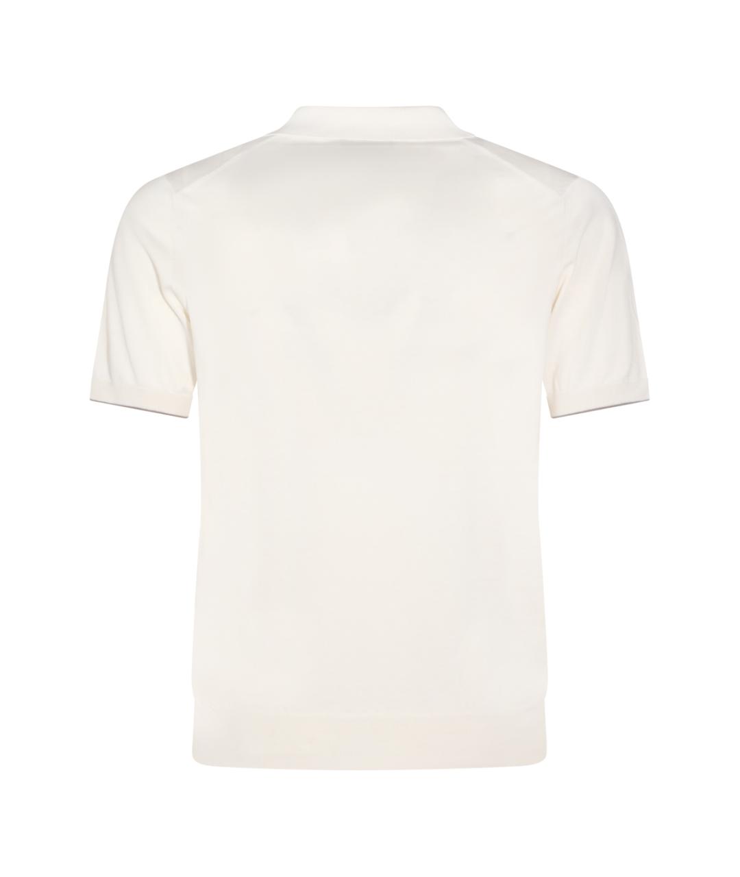 BRUNELLO CUCINELLI Белое хлопковое поло с коротким рукавом, фото 2