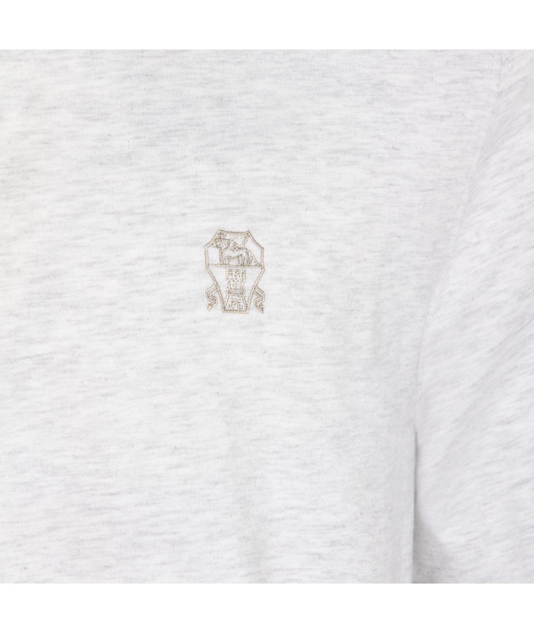 BRUNELLO CUCINELLI Серая хлопковая футболка, фото 3