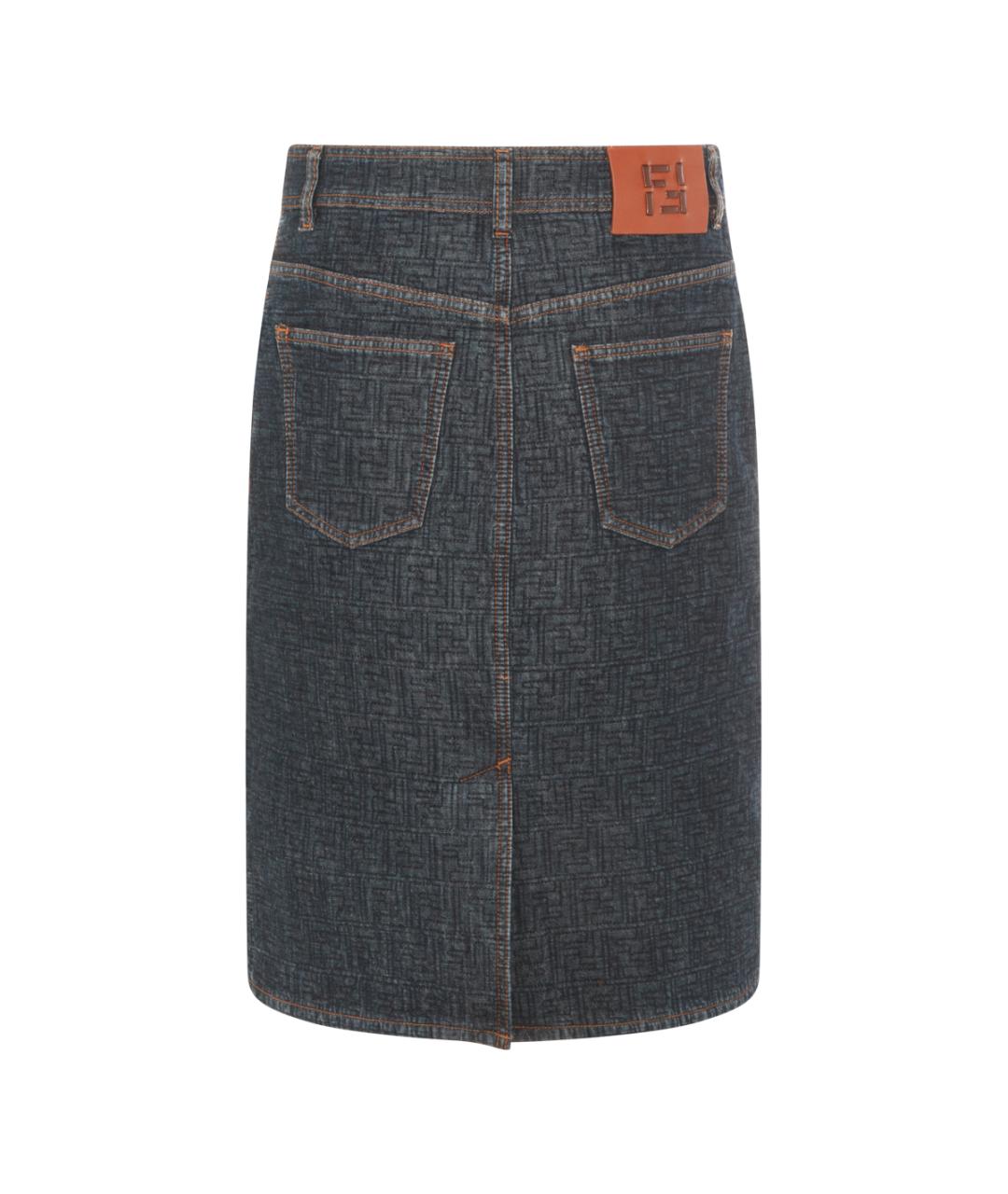 FENDI Темно-синяя хлопковая юбка миди, фото 2