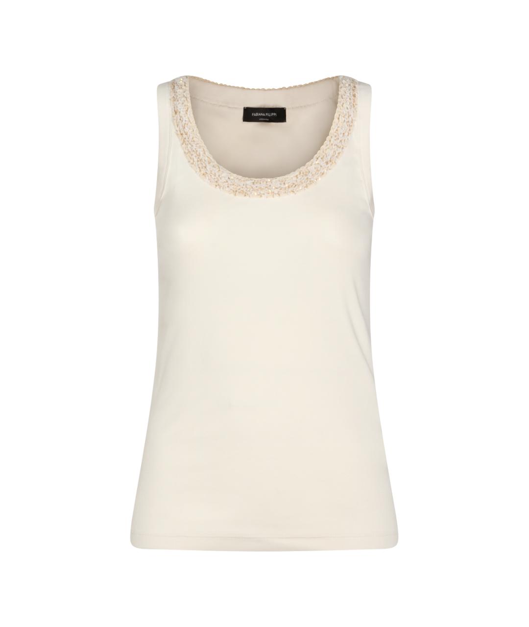 FABIANA FILIPPI Бежевая хлопковая майка, фото 1