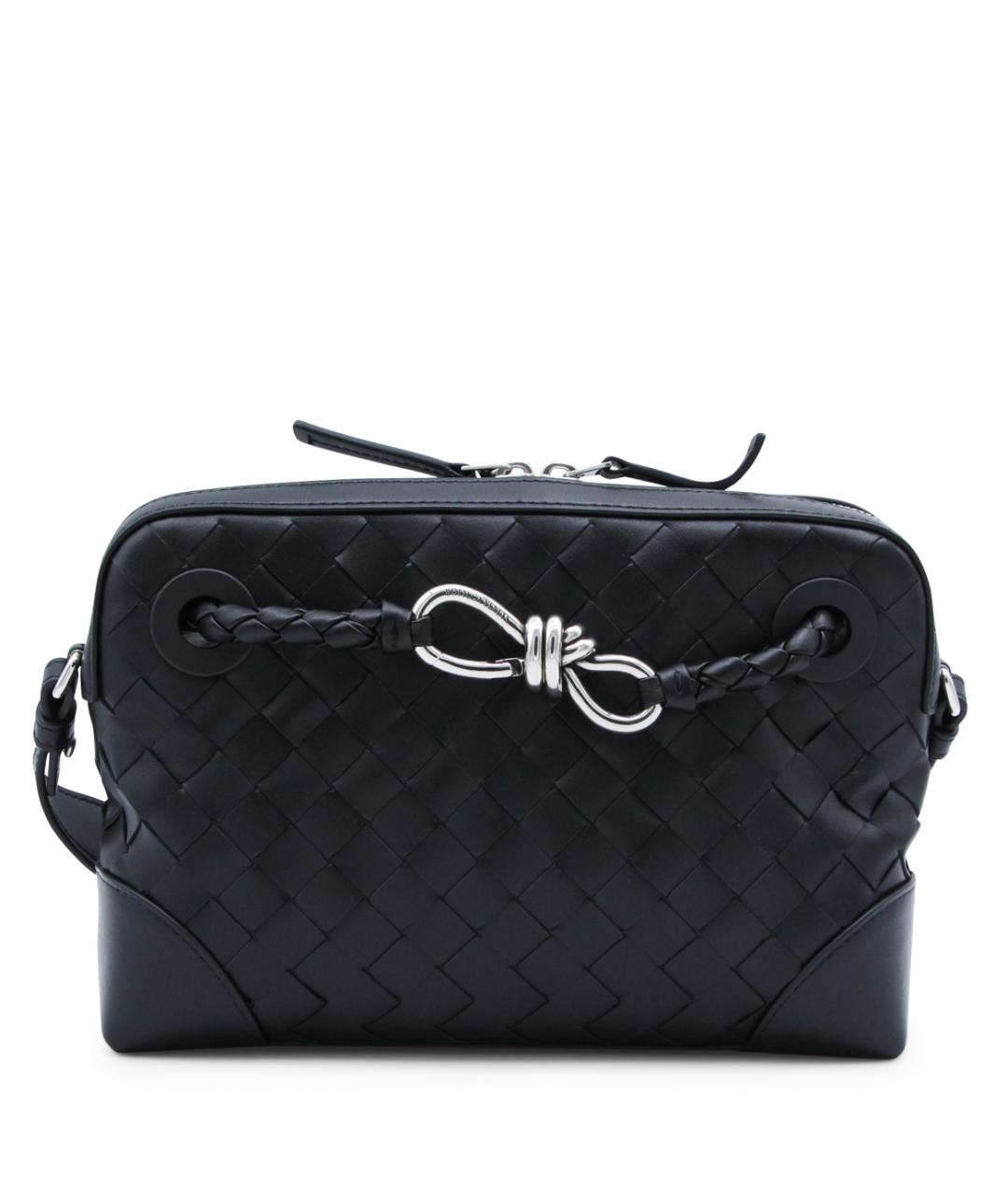 BOTTEGA VENETA Черная кожаная сумка на плечо, фото 1