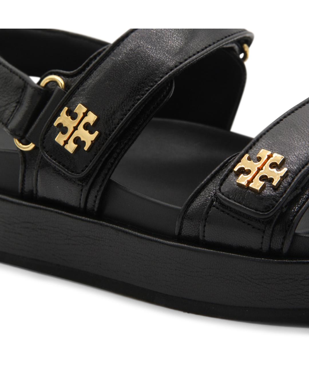 TORY BURCH Черные кожаные босоножки, фото 4