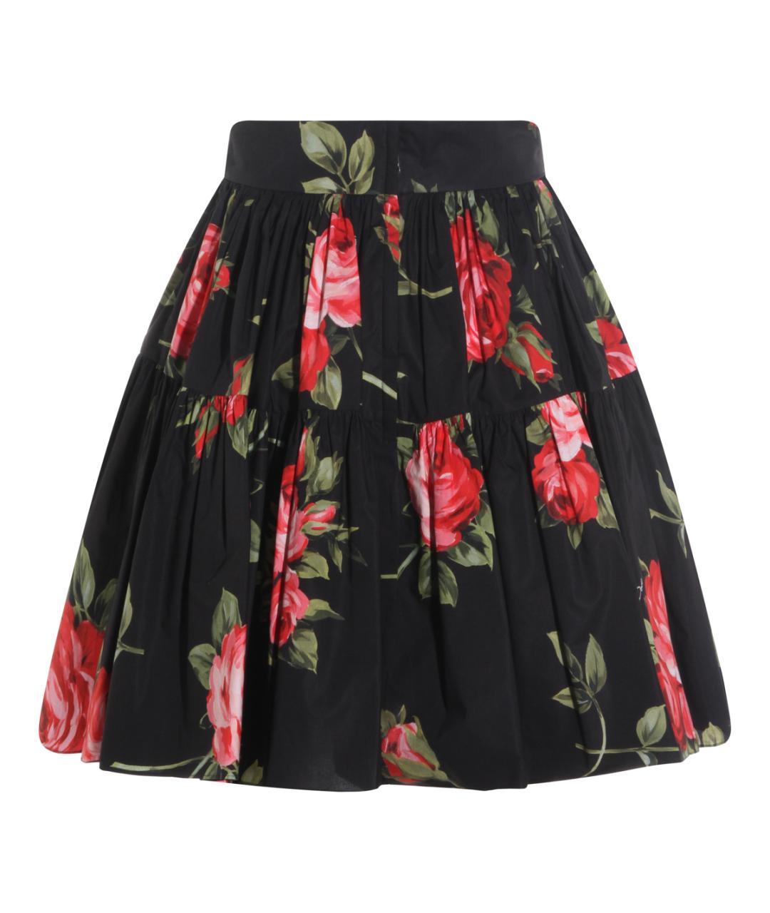 DOLCE&GABBANA Черная хлопковая юбка миди, фото 2