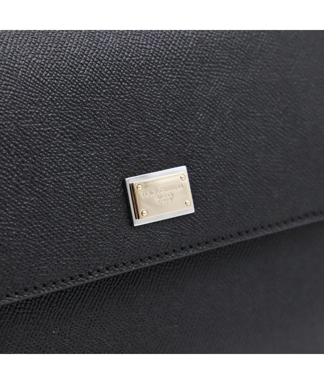 DOLCE&GABBANA Черная кожаная сумка тоут, фото 5