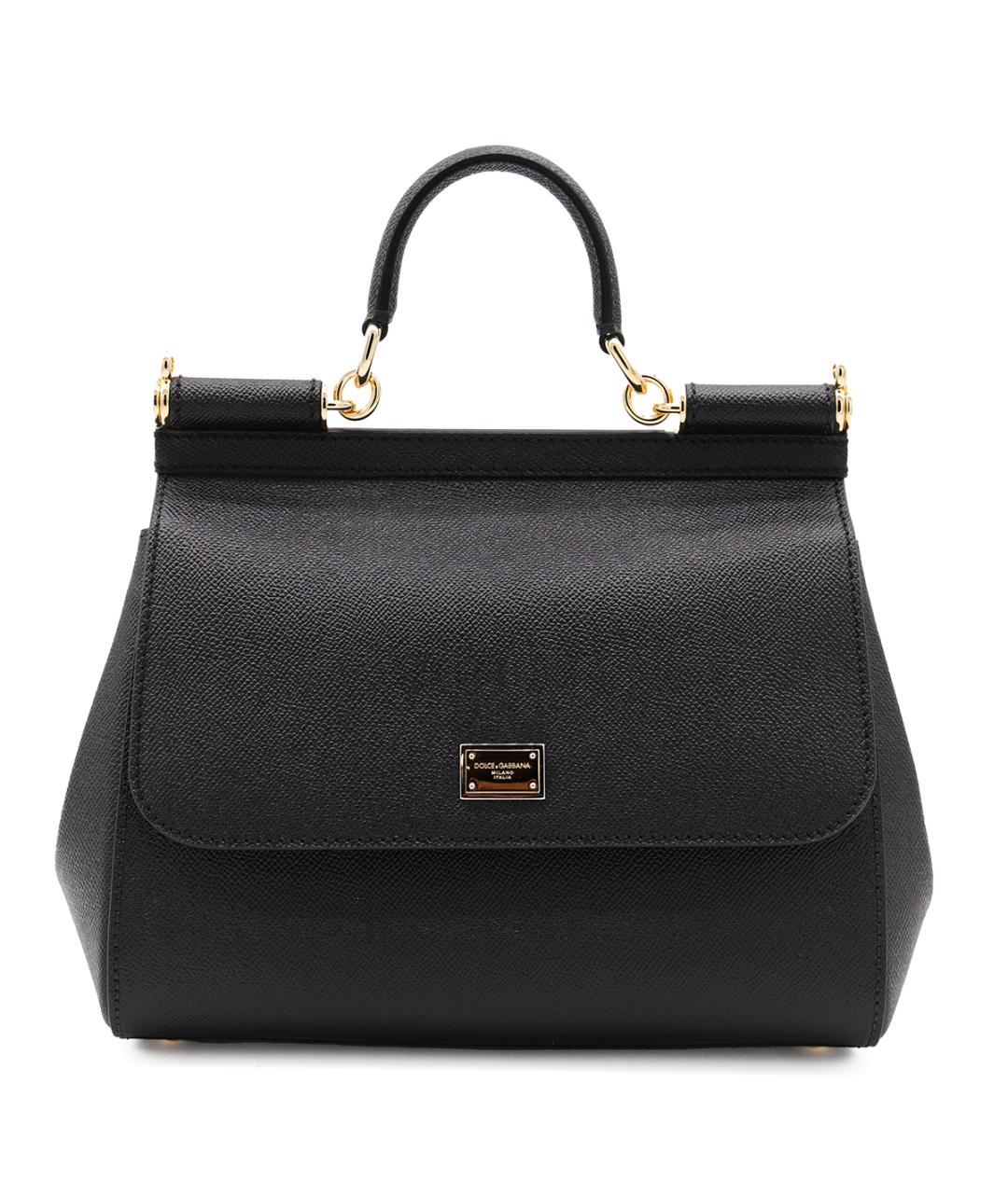 DOLCE&GABBANA Черная кожаная сумка тоут, фото 1