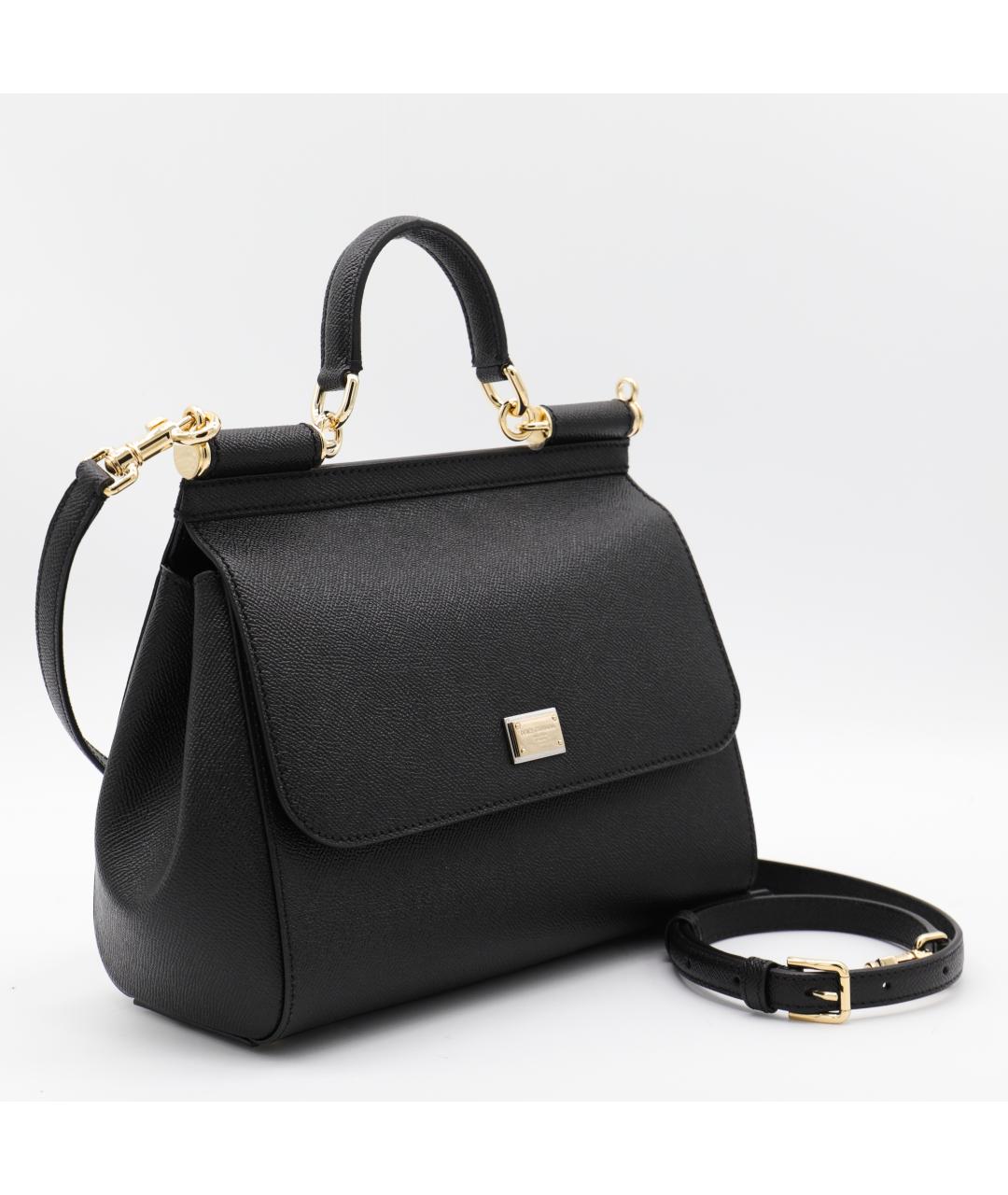 DOLCE&GABBANA Черная кожаная сумка тоут, фото 3